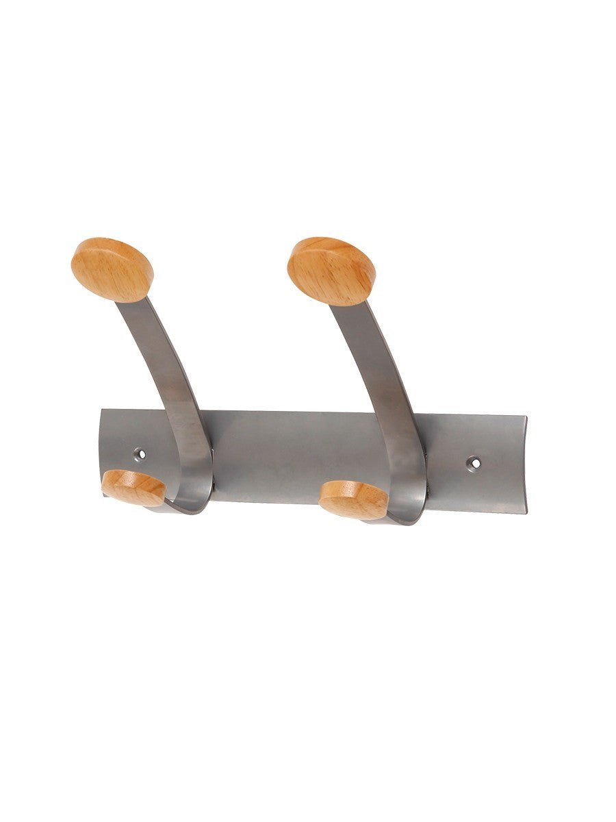 Patère Murale Bois et Acier 2 Accroches - SC Mobilier