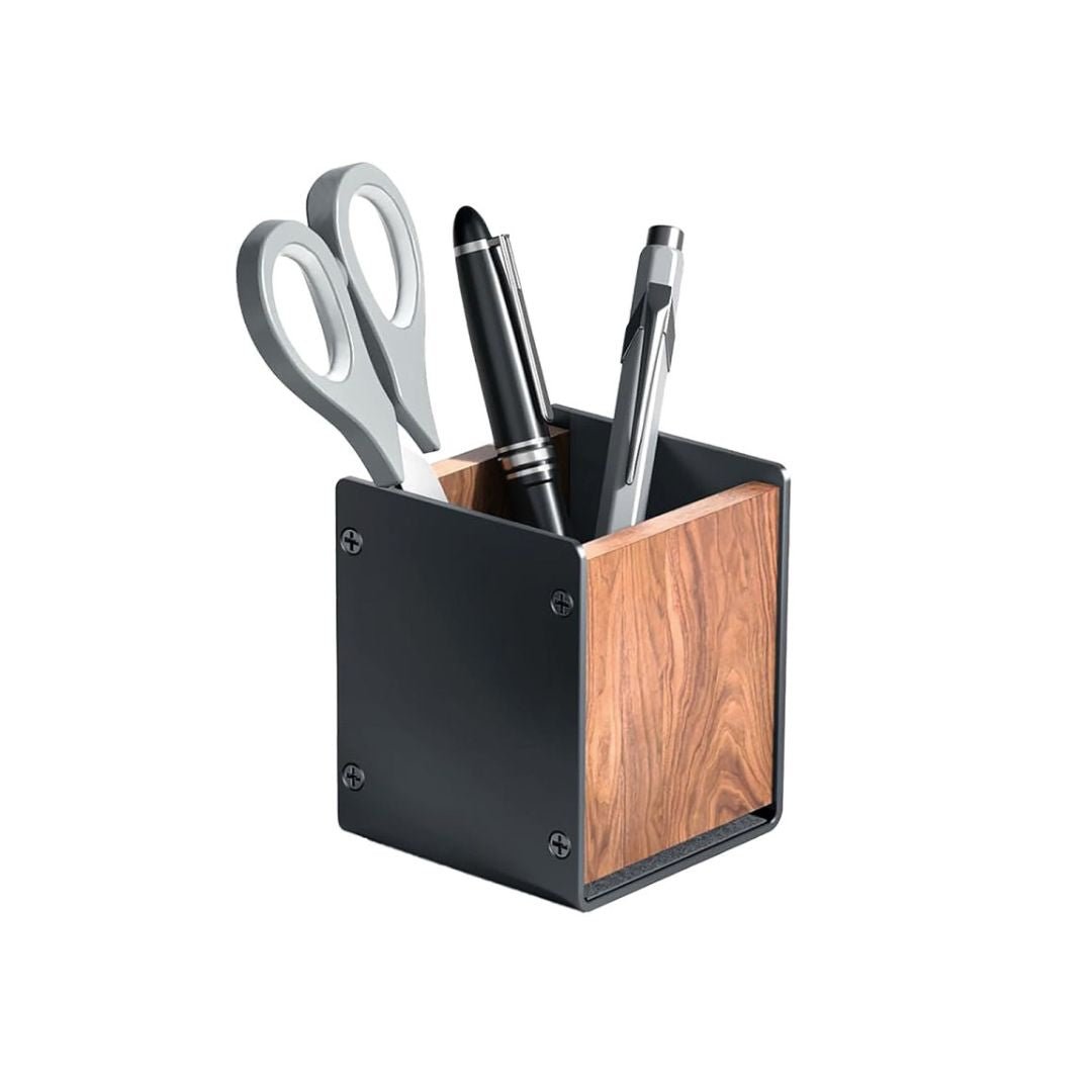 Pot à Crayons Bois et Aluminium Noir - SC Mobilier