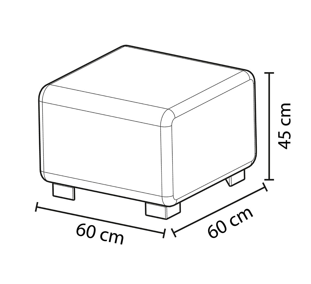 Pouf 1 Place Hizia - Simili Cuir Noir - SC Mobilier