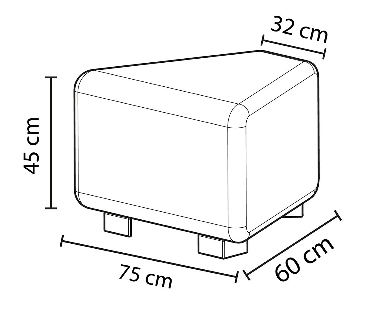 Pouf Angulaire Hizia - Simili Cuir Noir - SC Mobilier