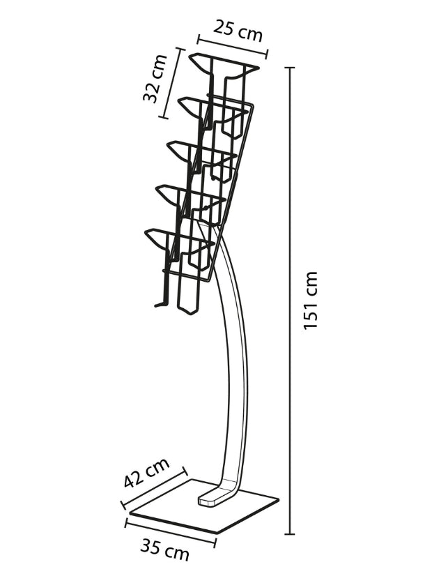 Présentoir de Sol 5 Compartiments Bois et Blanc - SC Mobilier