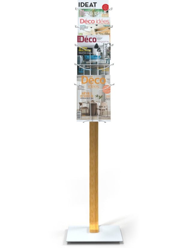 Présentoir de Sol 5 Compartiments Bois et Blanc - SC Mobilier