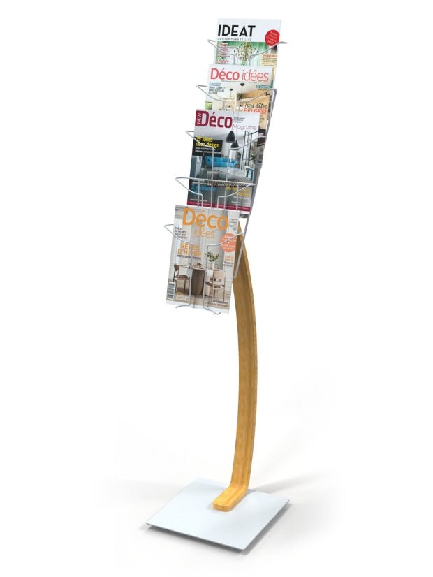 Présentoir de Sol 5 Compartiments Bois et Blanc - SC Mobilier