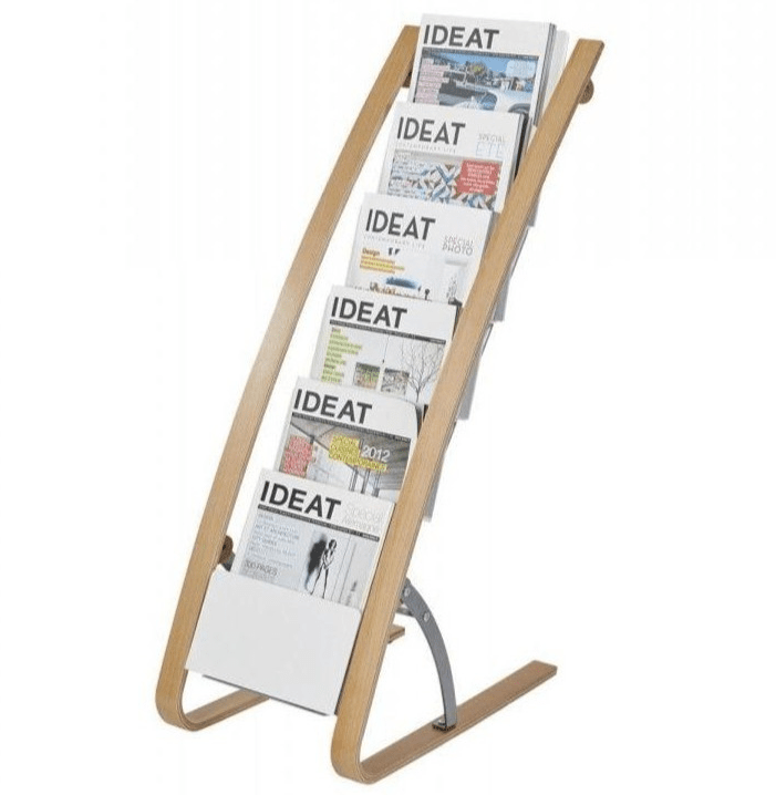 Présentoir de Sol 6 Compartiments - Bois et Blanc - SC Mobilier