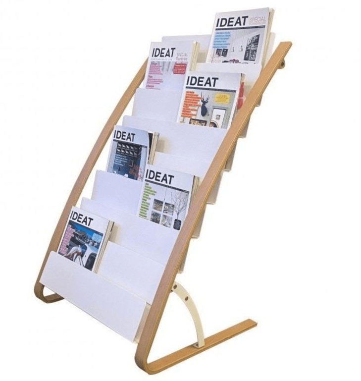 Présentoir de Sol 8 Compartiments - Bois et Blanc - SC Mobilier