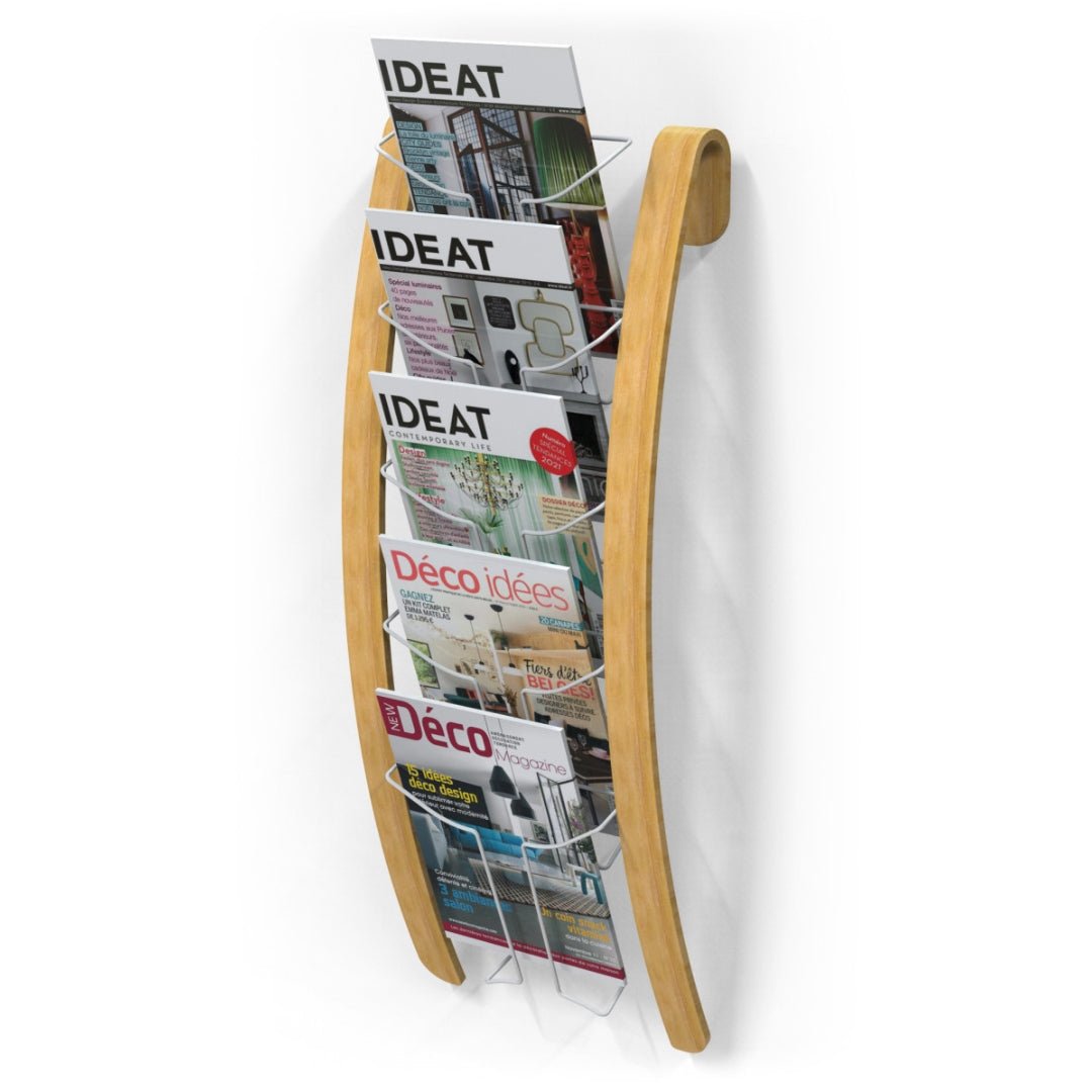 Présentoir Mural 5 Compartiments Bois et Blanc - SC Mobilier