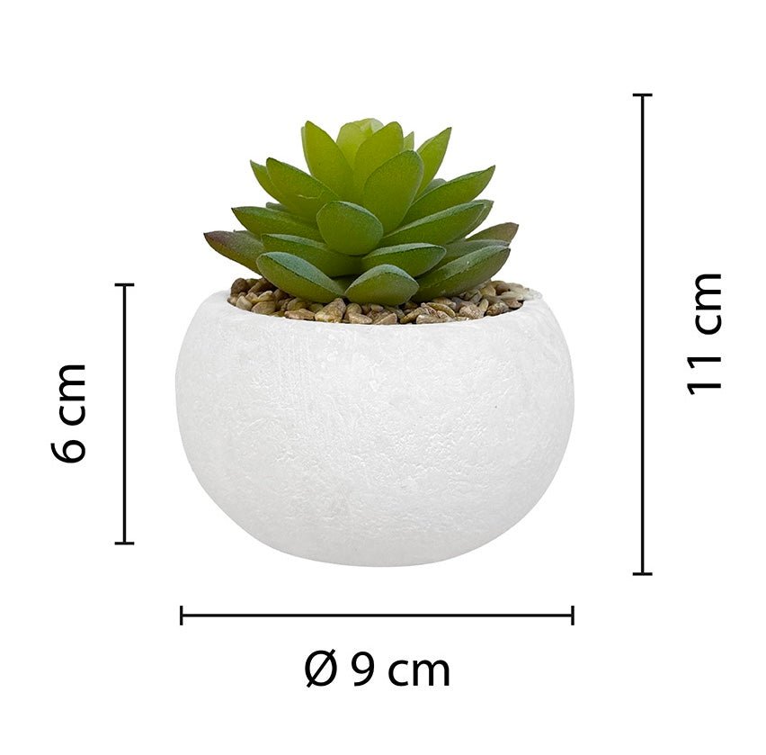 Set de 3 plantes artificielles, pot blanc, taille 11 cm - SC Mobilier