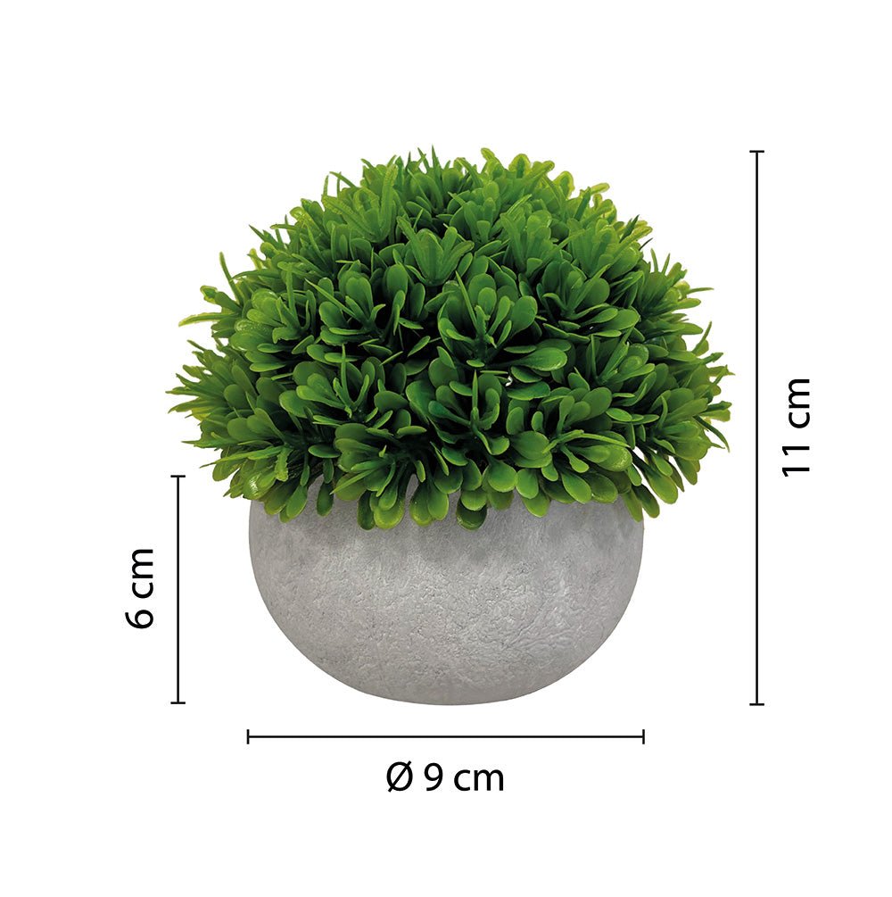 Set de 3 plantes artificielles, pot gris, taille 11 cm - SC Mobilier
