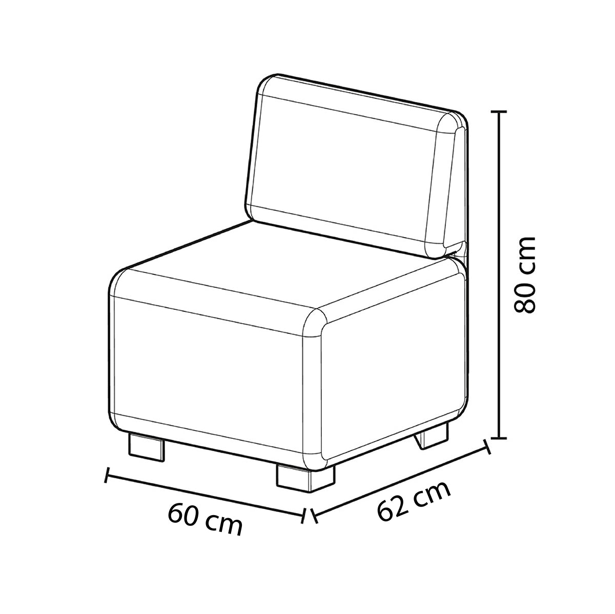 Siège 1 Place Hizia - Simili Cuir Noir - SC Mobilier