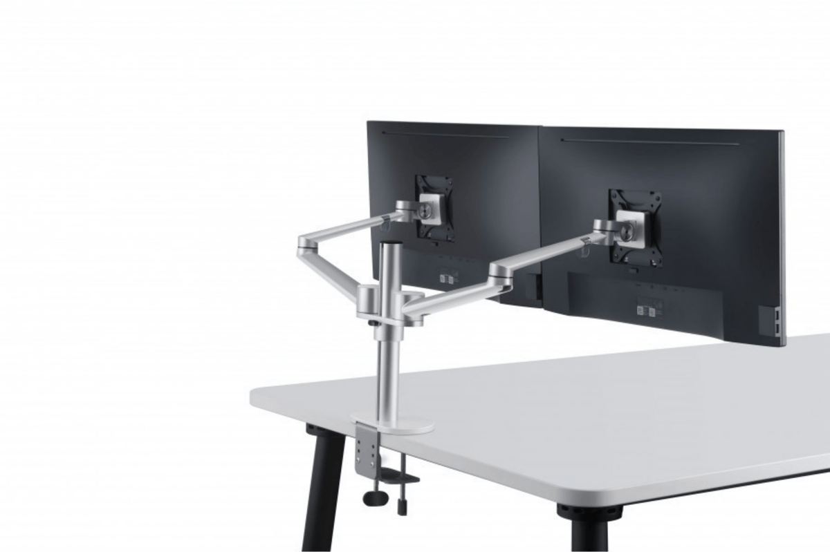 Bras Articulé Double Écran Ordinateur Samy - Gris - SC Mobilier