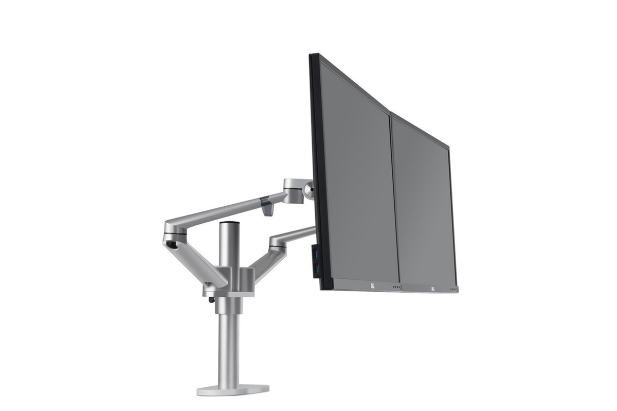 Bras Articulé Double Écran Ordinateur Samy - Gris - SC Mobilier