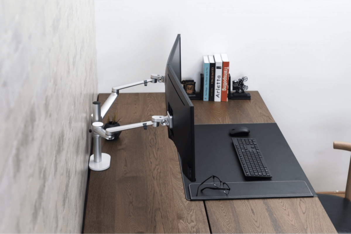 Bras Articulé Double Écran Ordinateur Samy - Gris - SC Mobilier