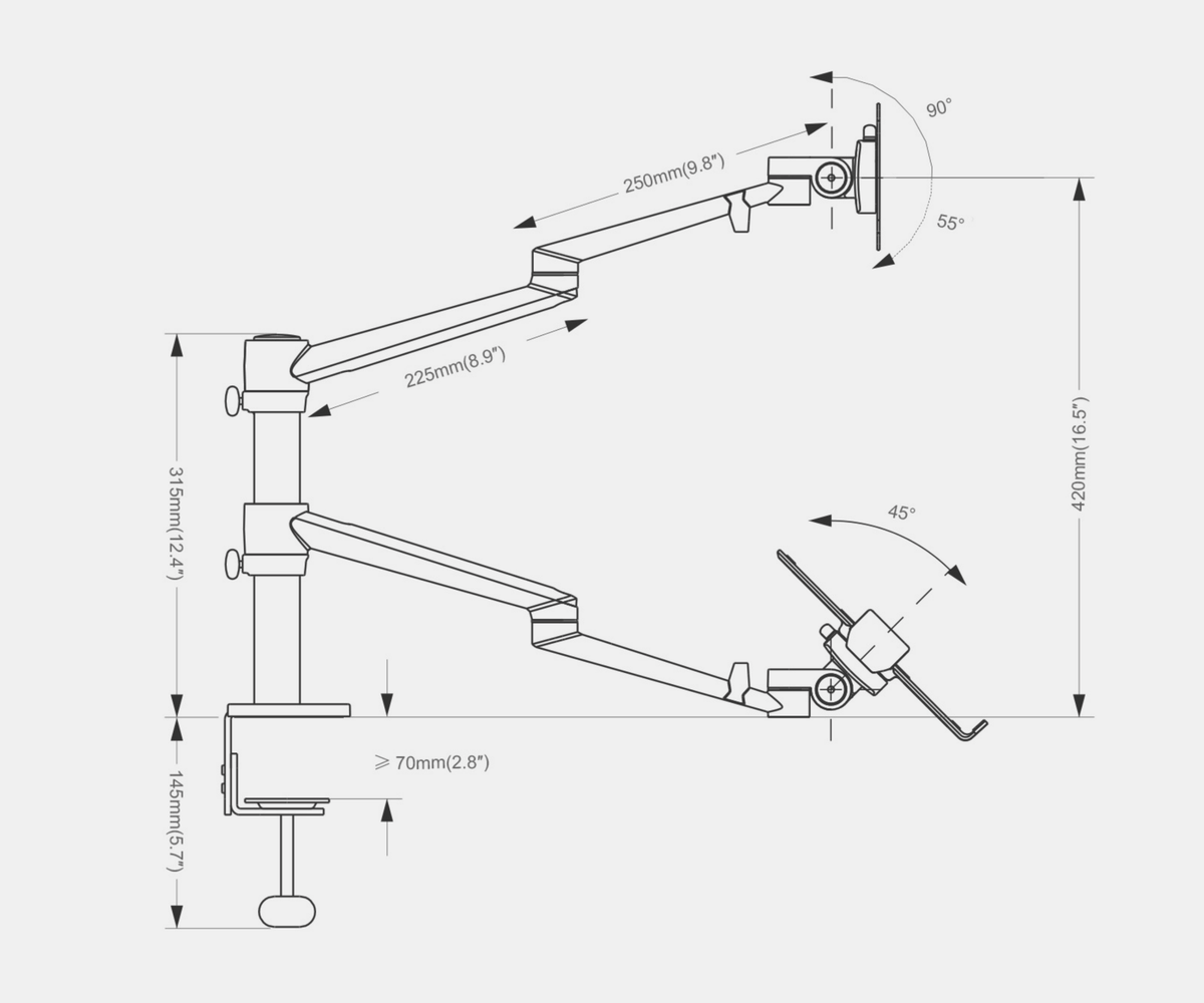 Bras Articulé Écran et Ordinateur Portable - Noir - SC Mobilier