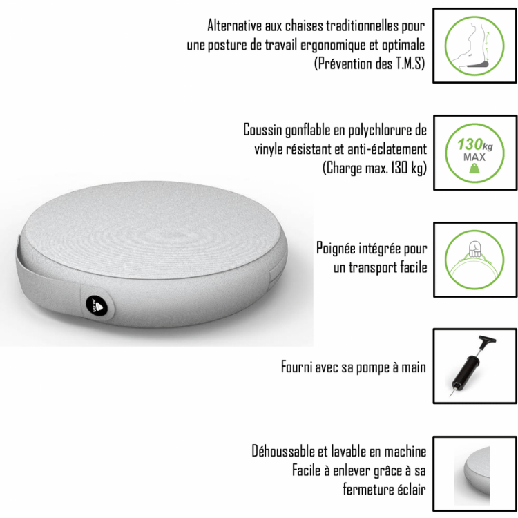 Coussin Ergonomique - Gris - SC Mobilier