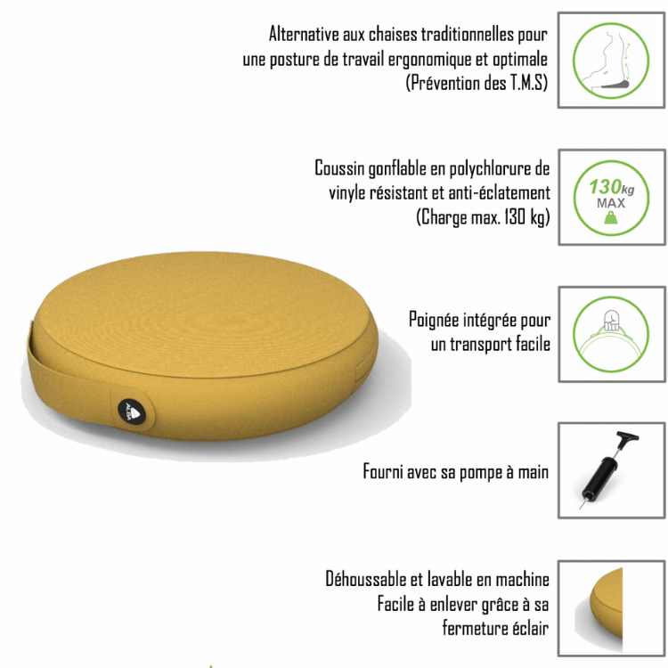 Coussin Ergonomique - Jaune - SC Mobilier