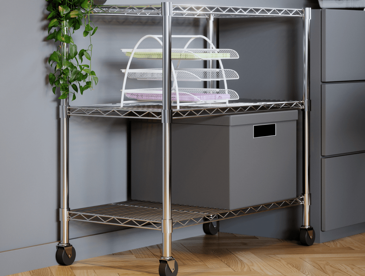 Étagère 3 Tablettes Métal chromé 90 cm - SC Mobilier