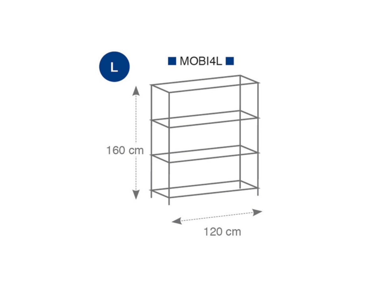 Étagère 4 Tablettes Métal chromé 120 cm - SC Mobilier