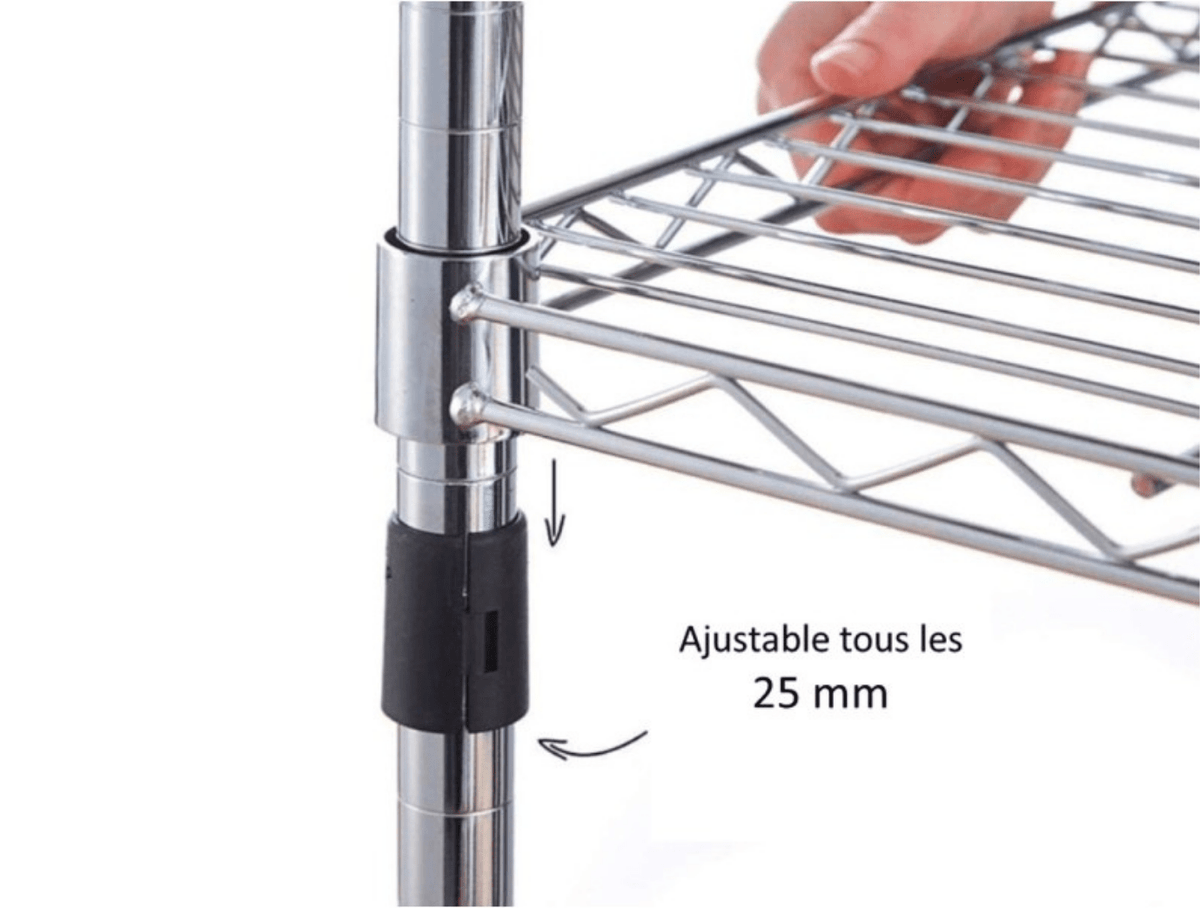 Étagère 5 Tablettes Métal chromé 90 cm - SC Mobilier