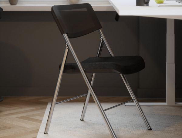 Lot de 2 Chaises Pliantes Confortables - Chromées - SC Mobilier