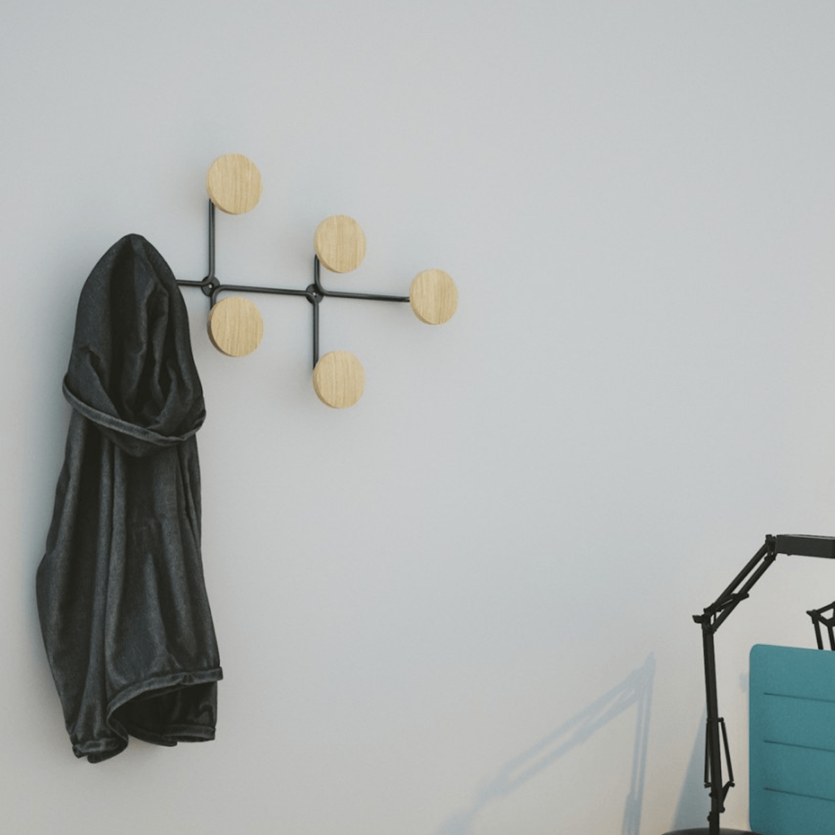 Patère Murale - Noire six accroches - SC Mobilier