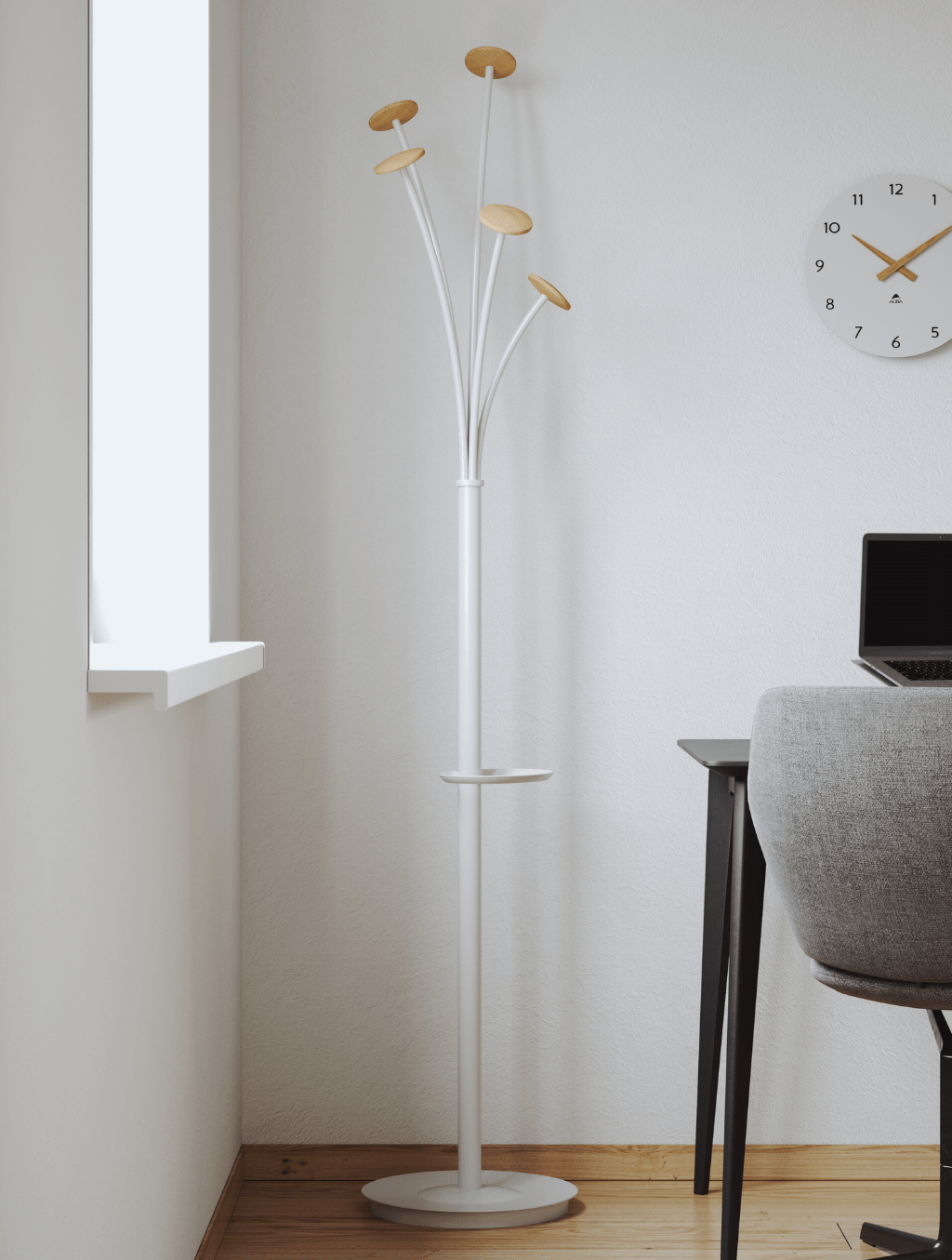 Portemanteau Design Festy - Blanc et Bois - SC Mobilier