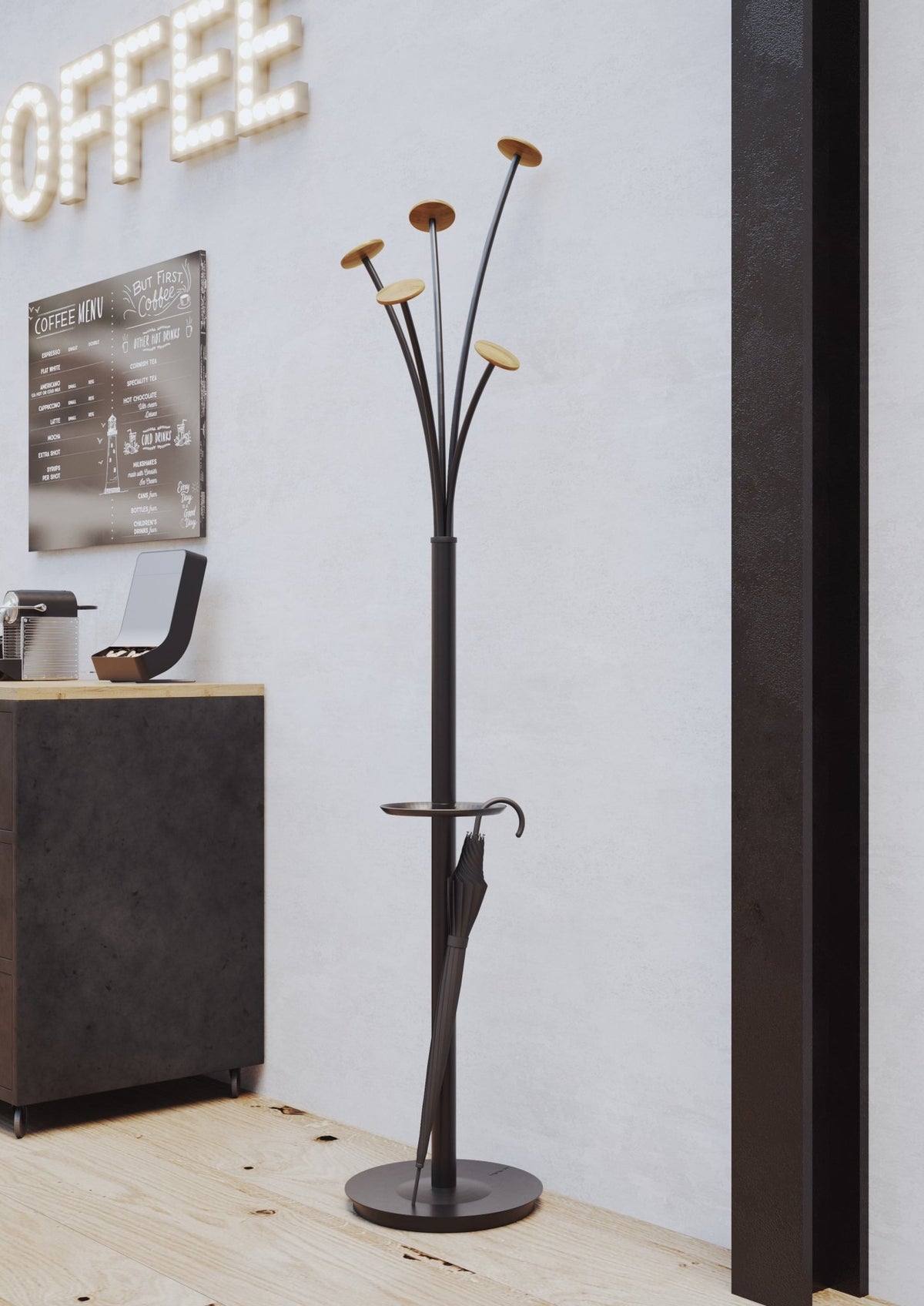 Portemanteau Design Festy - Noir et Bois - SC Mobilier