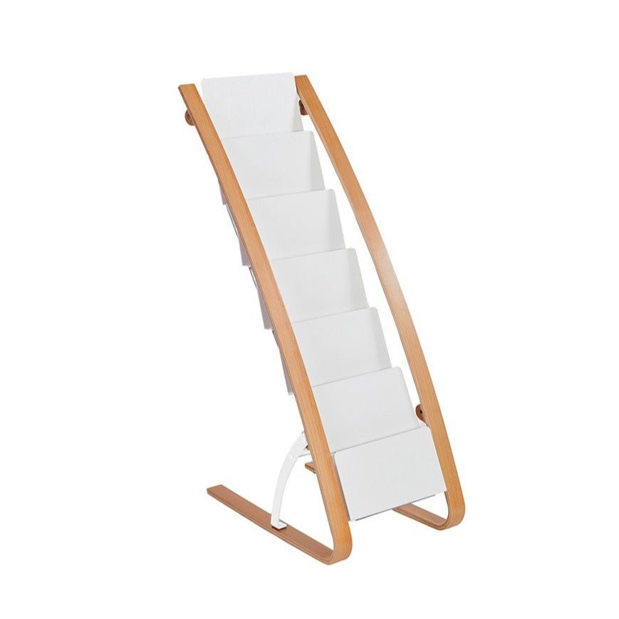 Présentoir de Sol 6 Compartiments - Bois et Blanc - SC Mobilier