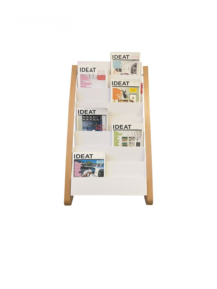 Présentoir de Sol 8 Compartiments - Bois et Blanc - SC Mobilier