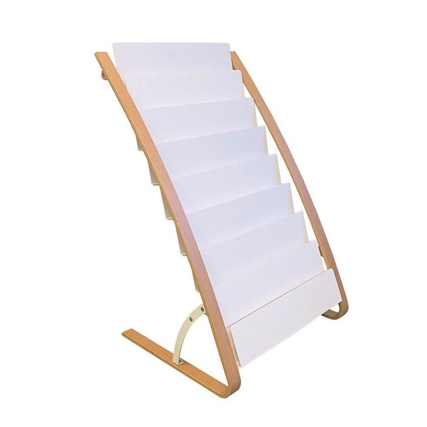 Présentoir de Sol 8 Compartiments - Bois et Blanc - SC Mobilier