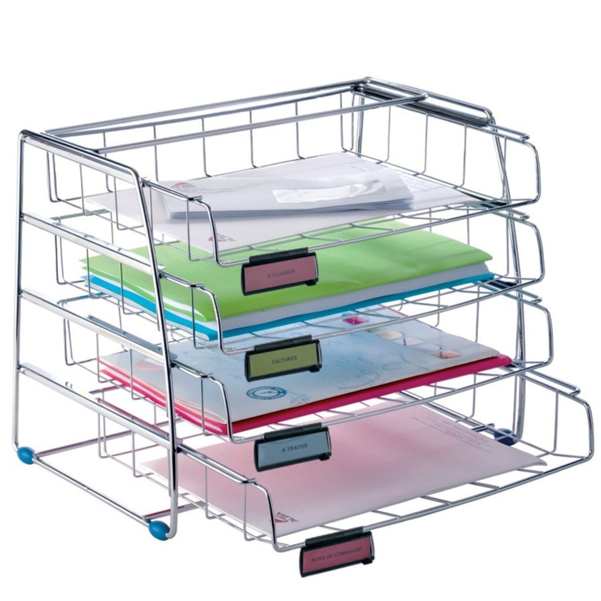 Set de 4 Corbeilles à Courrier Coulissantes Chromées Paysage - SC Mobilier