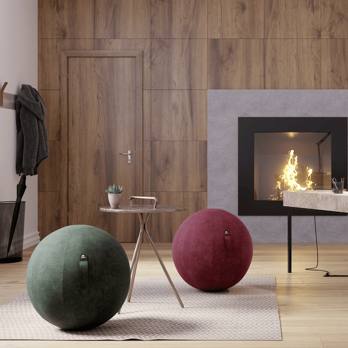 Swiss Ball Velours Rouge - SC Mobilier