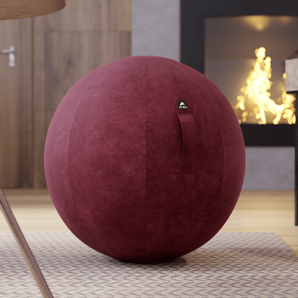 Swiss Ball Velours Rouge - SC Mobilier